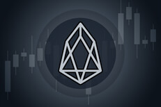 EOS cryptocurrency token overlaid on stock price candlestick chart