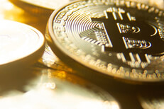 Bitcoin pile shallow depth of field Close view of a random bitcoins with shallow depth of field blur