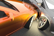 Stylized free photo of two cars in collision showing damage