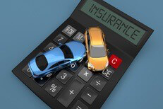 Two car accident on insurance calculator from top viewpoint