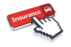 Mouse pointer car insurance button red 3D mouse pointer with red car insurance button