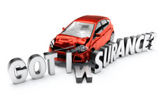 Collision with Got Insurance letters Car with damage colliding with GOT INSURANCE letters and knocking over letter N