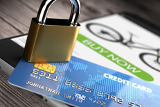 Mobile phone with credit card and padlock concept for secure mobile payments