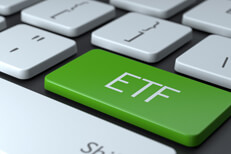 ETF keyboard key Computer keyboard with large green ETF key