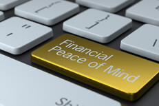 Keyboard with metallic gold Financial Peace of Mind key