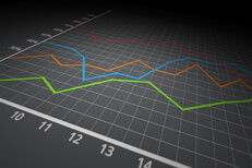 Investment increase over time Line chart on dark background showing investment price increase over time