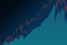 Stock price area chart showing steep climb and subsequent fall