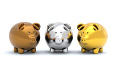 Bronze, silver, and gold piggy banks representing good, better, and best investment choices