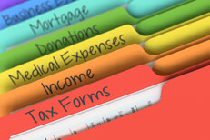 Tax category folder tabs Colorful tax category folder tabs for forms, income, expenses, deductions, and mortgage expenses