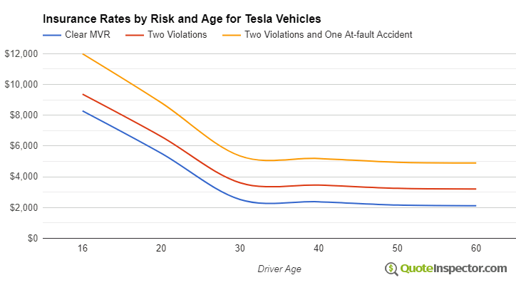 Tesla insurance by risk and age